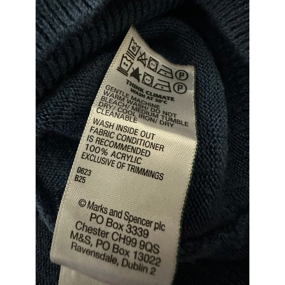 M&S Mens 3XL V-Neck Sweater Cashmilon Blue Denim Long Sleeve